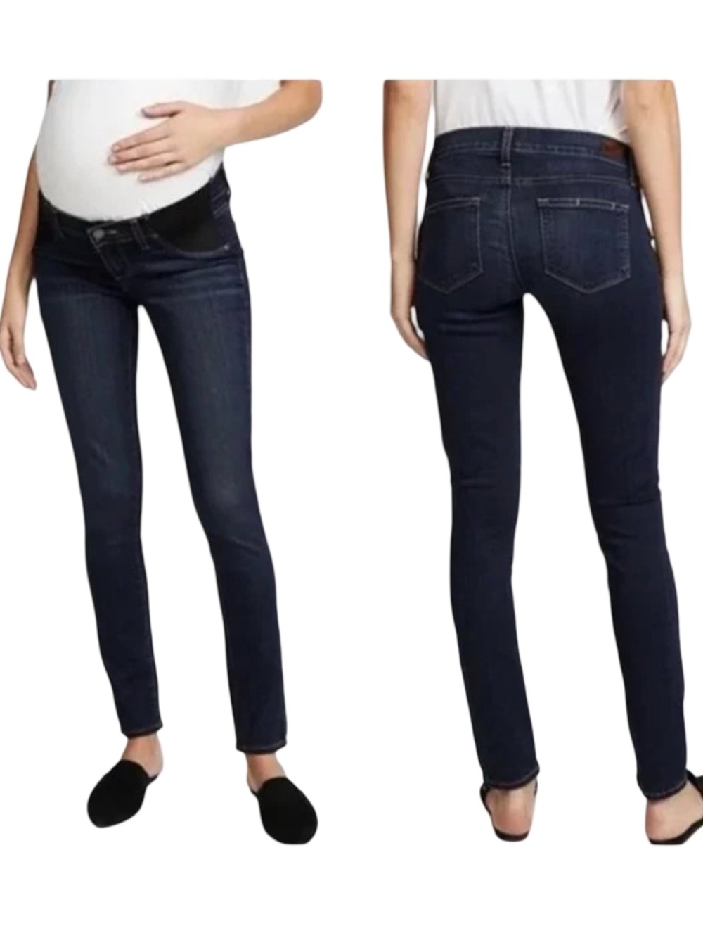 PAIGE Maternity Verdugo Skinny Jeans Blue Stretch Side Panels “Nottingham” - Picture 4 of 16